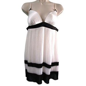 Linea Donatella Black White Pinch Pleat Baby Doll Nightie Bra Top Ladies M GUC